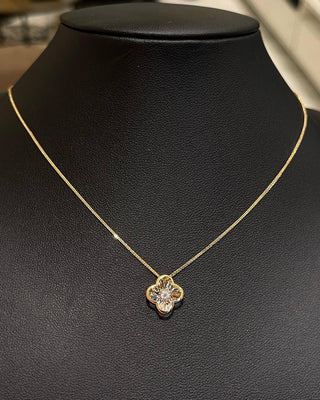 Classic 0.05ct Diamond Clover Necklace