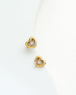 0.1ct Diamond in Heart Earrings
